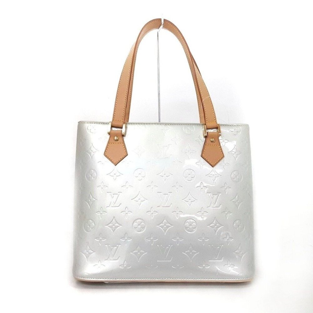 100% Authentic LOUIS VUITTON Houston Gris Monogram Leather Vernis Tote Bag - Picture 1 of 10